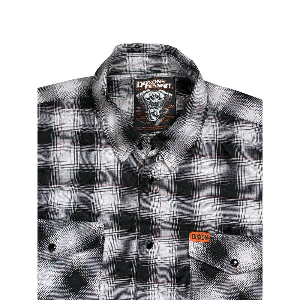 Dixxon Flannel Big Twin Plaid Snap Front Long Sleeve Shirt Men's 2X Black Gray - Picture 3 of 10